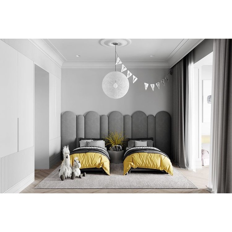 Trang trí đầu giường siêu xinh với tấm ốp bọc da tránh va đập trang trí đầu giường