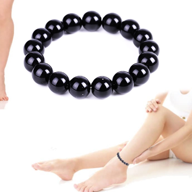 Vòng Tay Chuỗi Hạt Đá Obsidian May Mắn Thiết Kế Thời Trang Giúp Giảm Mệt Mỏi