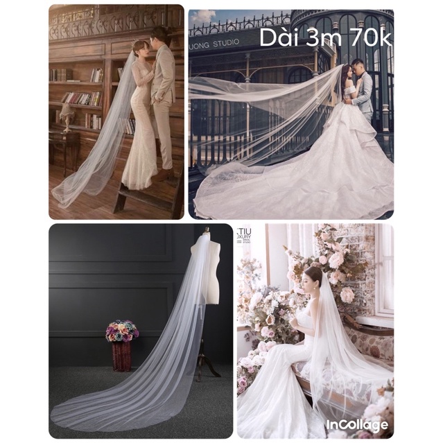Lúp cô dâu trơn dài 3m chất voan lưới mềm – Linh Chi