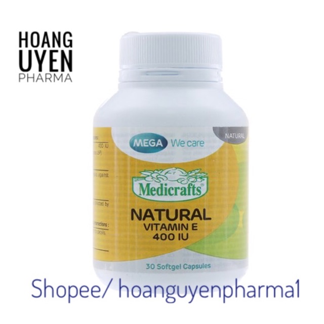 Medicrafts Natural Vitamin E 400 IU Mega - Chai 30 viên | Thế Giới Skin Care