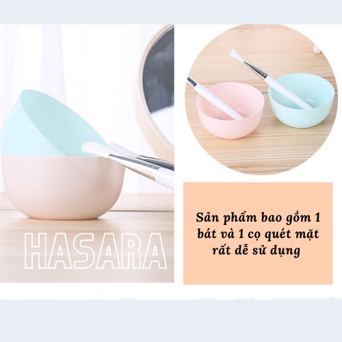 Dụng cụ đắp mặt nạ Lameila gồm bát trộn bột đắt mặt nạ và cọ quét mặt lông mềm HD0826 - Hasara