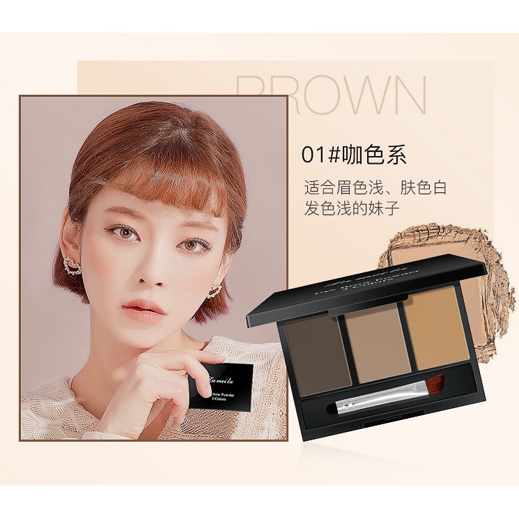 [Hàng mới về] Bảng phấn kẻ mày 3 màu kháng nước dễ lên màu lâu trôi