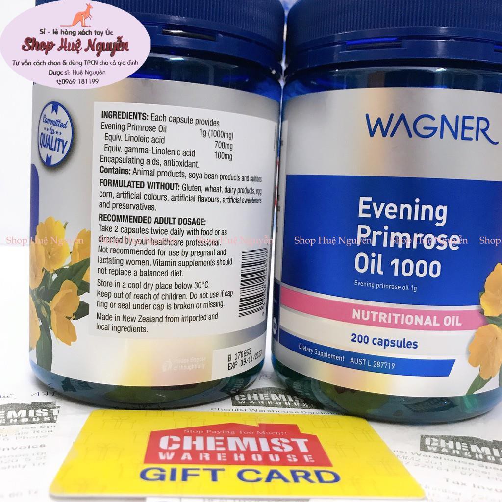 TINH DẦU HOA ANH THẢO WANGER – EVENING PRIMROSE OIL 1000MG, hộp 200 viên CHUẨN ÚC