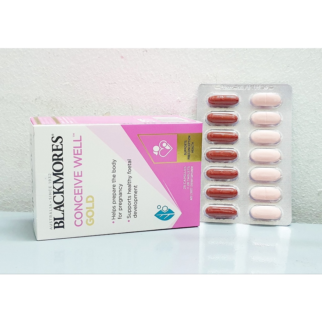 (date 3/24) Viên Uống Tăng Khả Năng Thụ Thai Blackmores Conceive Well Gold 56 viên của Úc