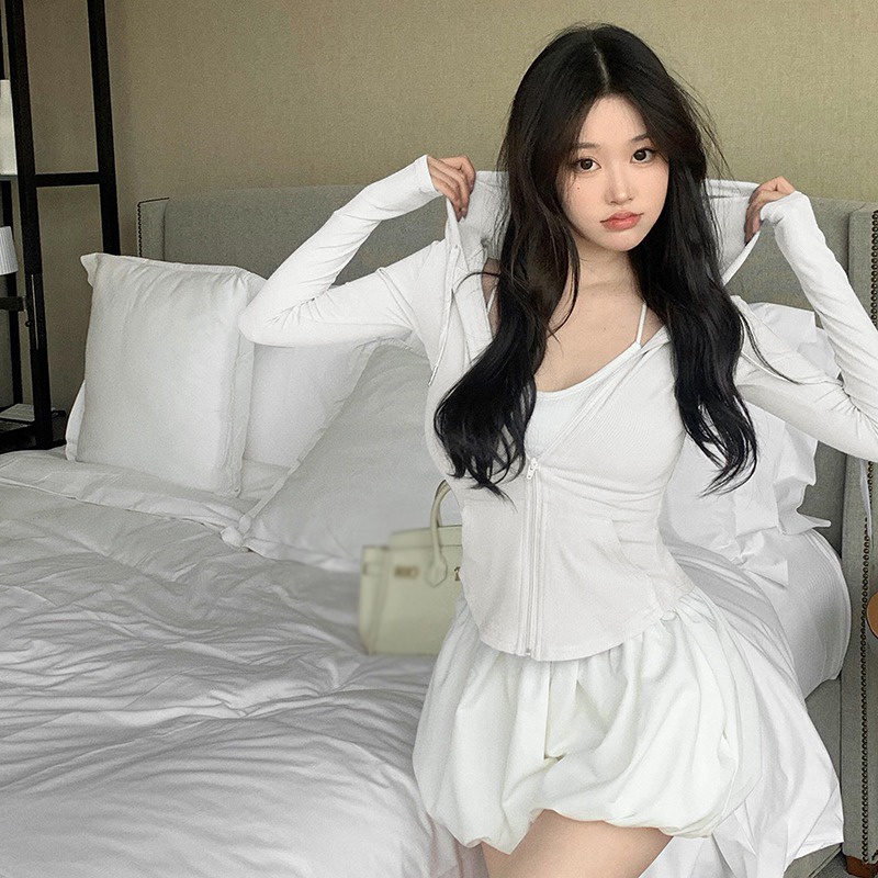 Áo Khoác Chống Nắng Tay Dài Khóa Kéo Phong Cách Hàn Quốc