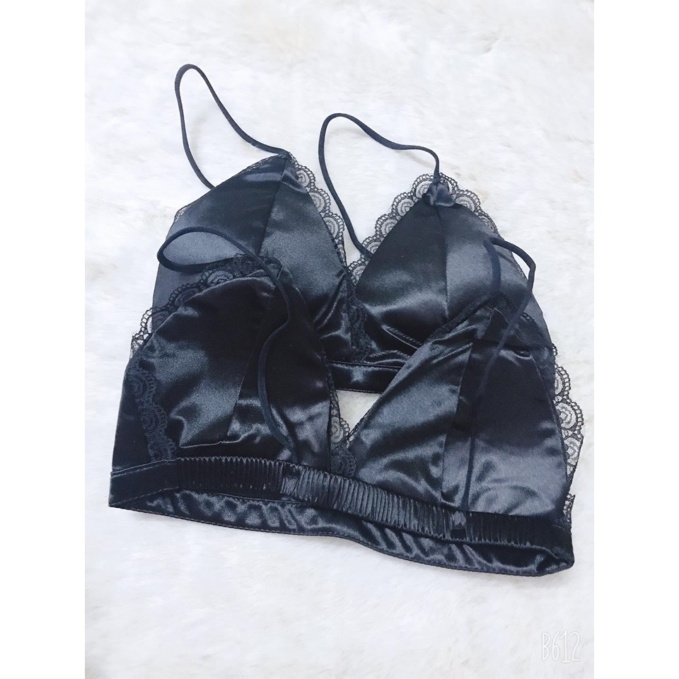 Áo Bra Satin Phối Viền Ren Siêu Xinh Đệm Mỏng FreeSize - Mbra94 | BigBuy360 - bigbuy360.vn