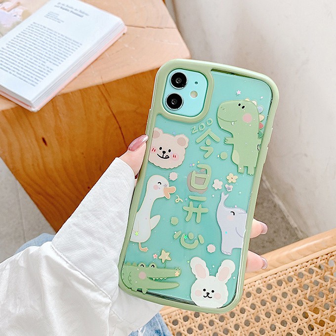 Ốp lưng iphone - Ốp iphone Kim tuyến Cong Cartoon Zoo 6/6s/6plus/6splus/ 7plus/ 8plus / x /xs /xs max /11 /11 promax