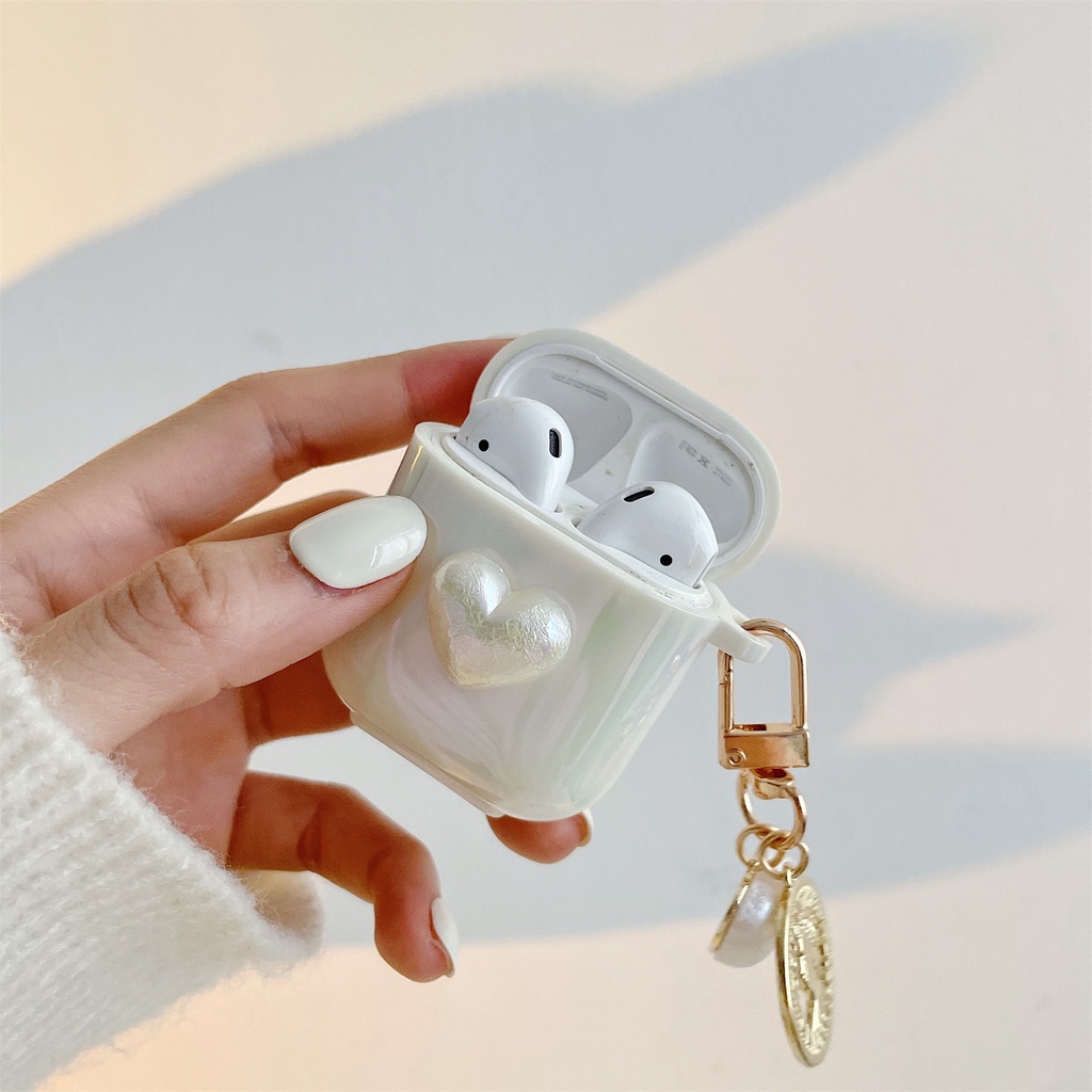 Vỏ bọc bảo vệ hộp sạc tai nghe bluetooth không dây airpods 1/2/pro 3 2021 họa tiết trái tim