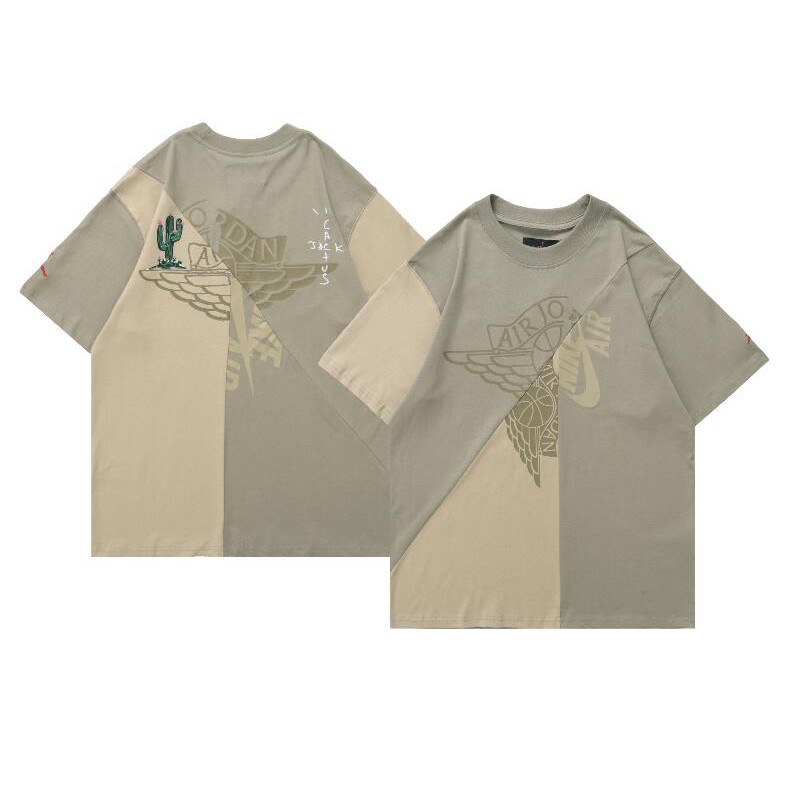 Air Jordan 6 x Travis Scott joint stitching print short-sleeved T-shirt