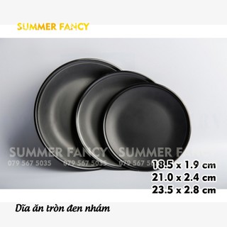 Dĩa tròn 23.5cm nhựa Melamine đĩa cơm đen nhám đường kính - round dish SF-DA09