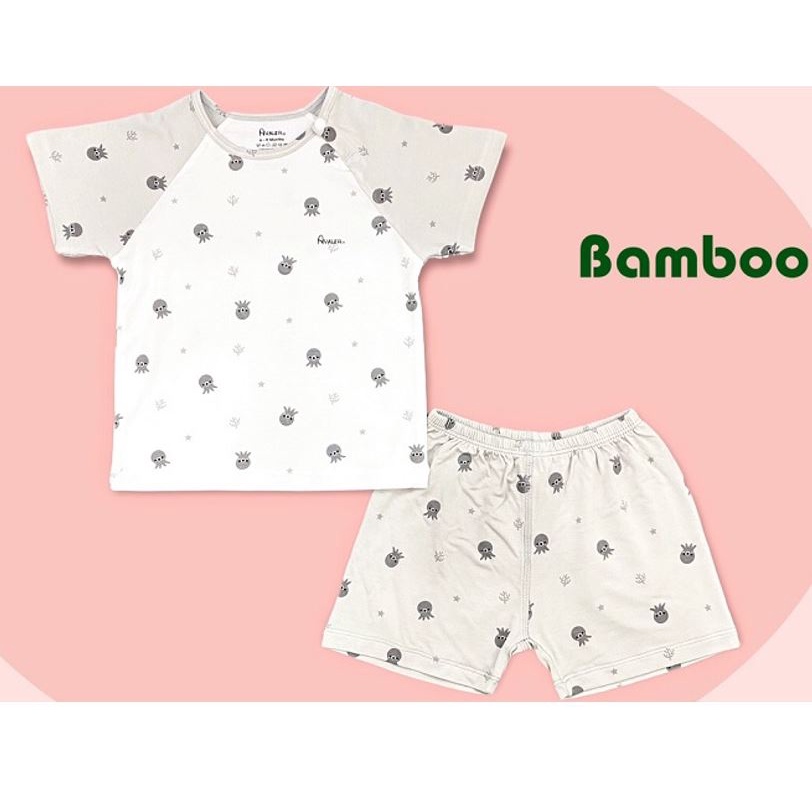 Bộ Ngắn Cài Vai Sợi Tre Avaler Họa Tiết Cho Bé 6 Tháng- 4 Tuổi