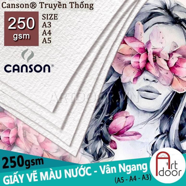 [ARTDOOR] Giấy vẽ màu nước Canson TRUYỀN THỐNG 250gsm(Vân Ngang, Dày)