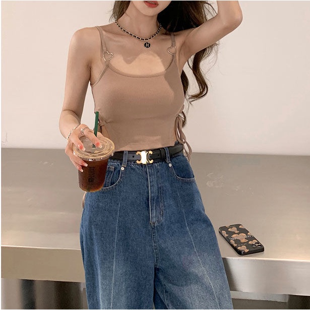 Áo Hai Dây Khóa Hình Trái Tim 2022 Mới Quyến Rũ Cho Nữ