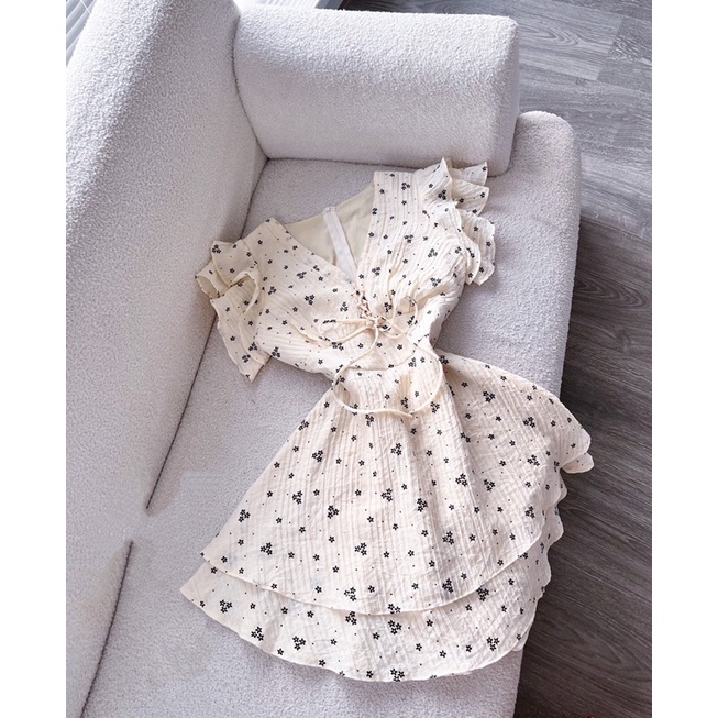 (Có Bigsize) ĐẦM NUDE NỀN HOA TAY TIÊN ĐAN NGỰC H17