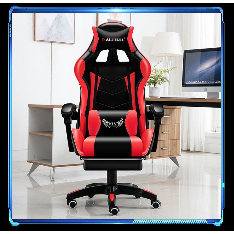 Ghế văn phòng, bọc da cao cấp, đệm cao su êm ái, Ghế gaming ngả lưng gác chân KLW-919