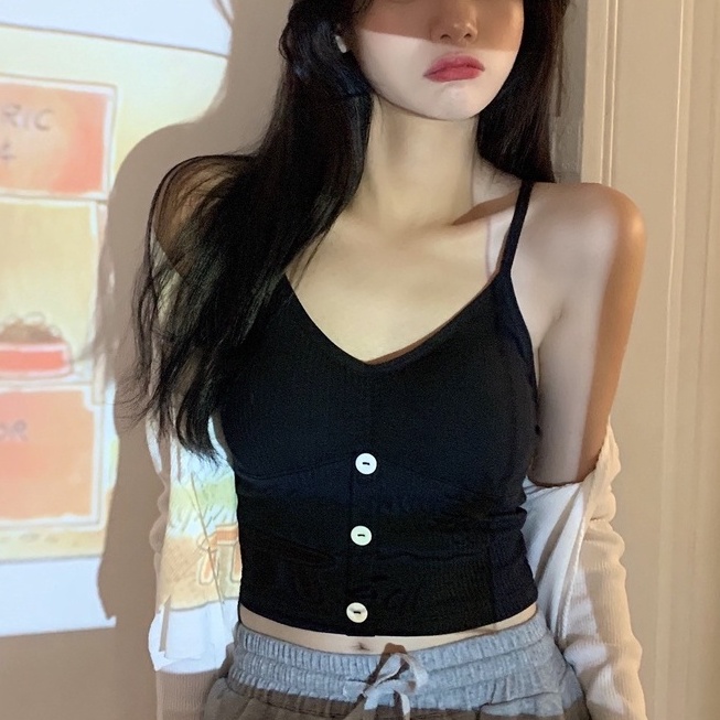 Bra nữ đính khuy, áo hai dây nữ đính cúc có đệm mút ngực không gọng siêu xinh, sang chảnh hàng Quảng Châu