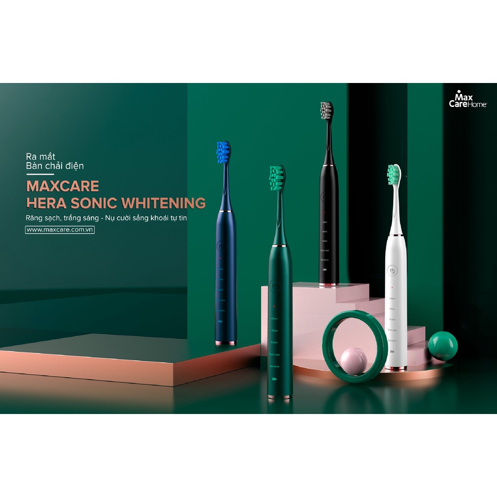 Bàn chải điện MAXCARE Hera Whitening sấy khô UVC đánh răng lông mềm rửa mặt đa năng