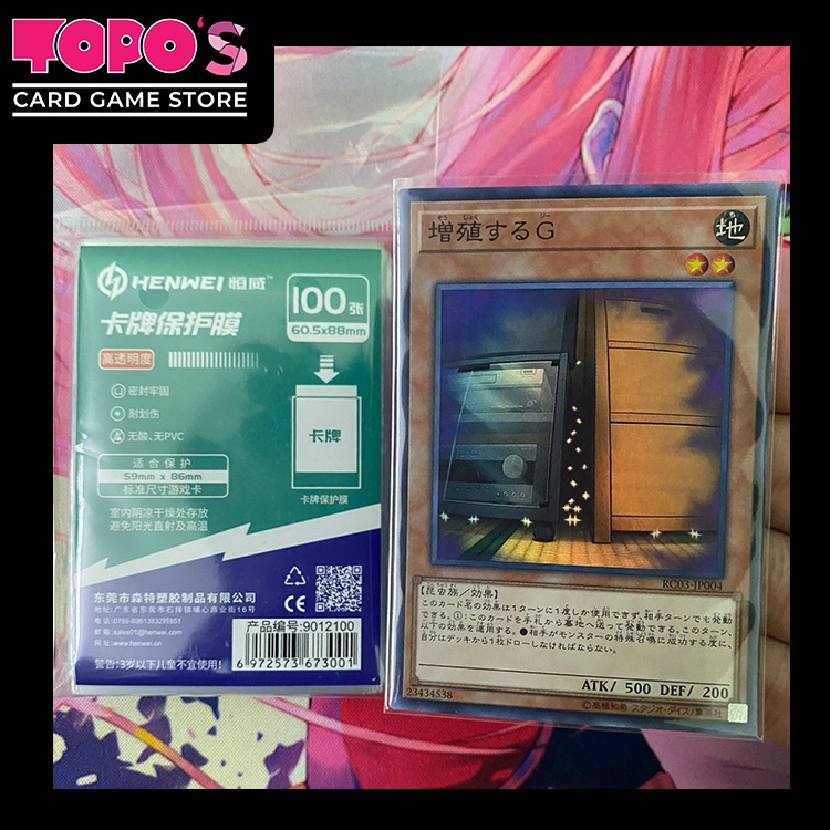 100 chiếc bọc bài khít trong suốt chính hãng Henwei cho thẻ Yugioh, Vanguard.