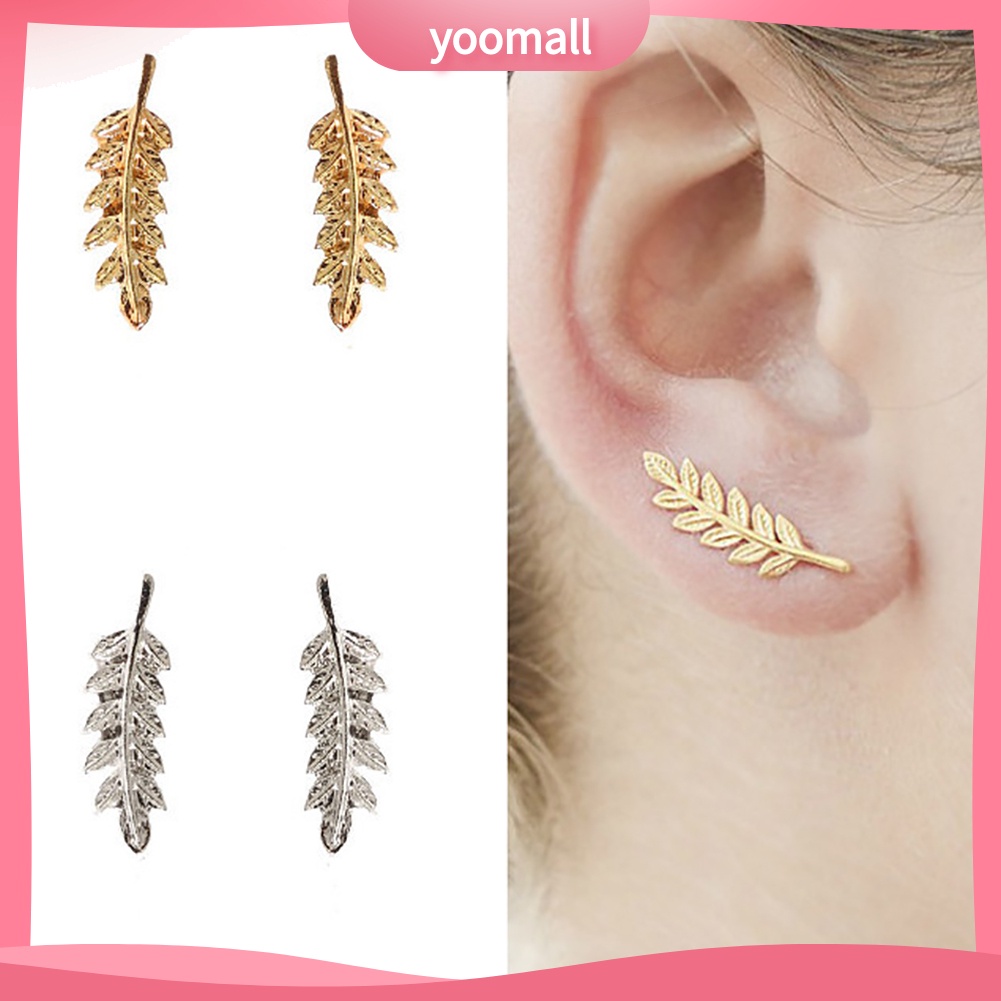 Bông Tai Hình Chiếc Lá Thiết Kế Thanh Lịch Cho Nữ