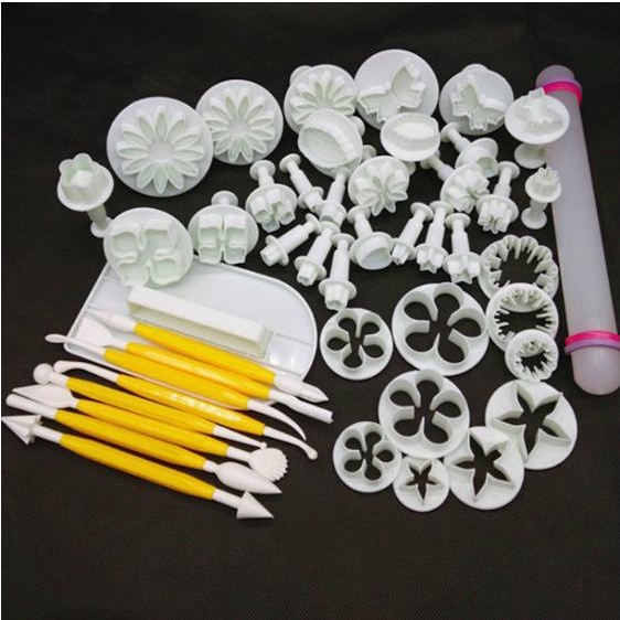 Bộ fondant (phông đan) cao cấp tạo hình trang trí bánh gồm 46 chi tiết, loại tốt, tha hồ sáng tạo