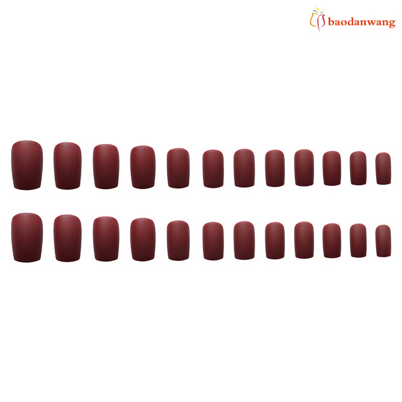 [Hàng mới về] Set 24 móng tay giả màu đỏ rượu không độc hại thời trang sang trọng cho nữ
