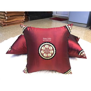 Gối tựa lưng sofa thêu sò tinh xảo 45x45 ( cả vỏ và ruột )