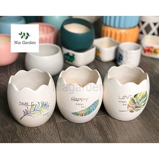 Chậu cây gốm sứ in – trứng nhỏ mini