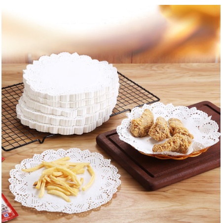 Set giấy thấm dầu 140 tờ hình tròn hoa văn thấm đồ chiên rán