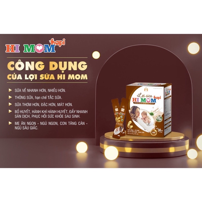 Lợi sữa Hi Mom hộp 30 gói - Sữa về nhiều hơn, đặc hơn, nhiều dưỡng chất bé tăng cân tốt