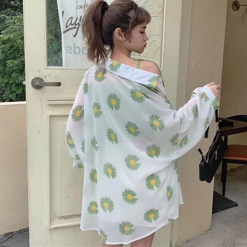 Áo Khoác Chống Nắng Tay Dài Hoạ Tiết Hoa Cúc Thời Trang Đi Biển | BigBuy360 - bigbuy360.vn