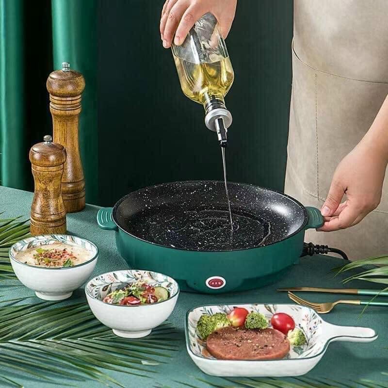 Bếp Nướng Điện Chống Dính 26cm, Chảo Nướng Điện Mini Đa Năng Nướng Thịt BBQ - T2K Max