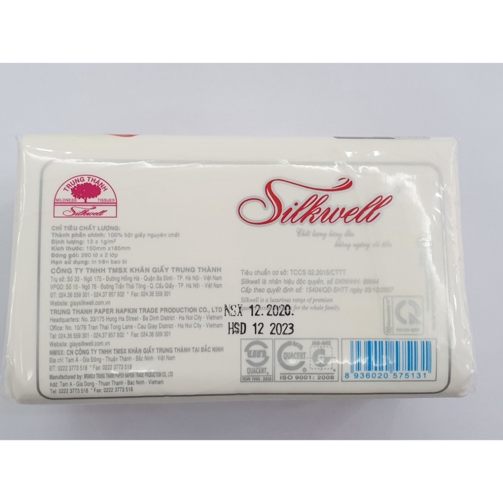 Combo Sốc 30 Giấy ăn Silkwell hoa hồng 260 tờ khổ 150, khăn giấy rút lụa siêu mềm mịn Chính hãng