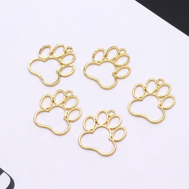 ✿INF✿5Pcs Pet Dog Footprint Blank Frame Pendant Open Bezel Setting UV Resin Jewelry