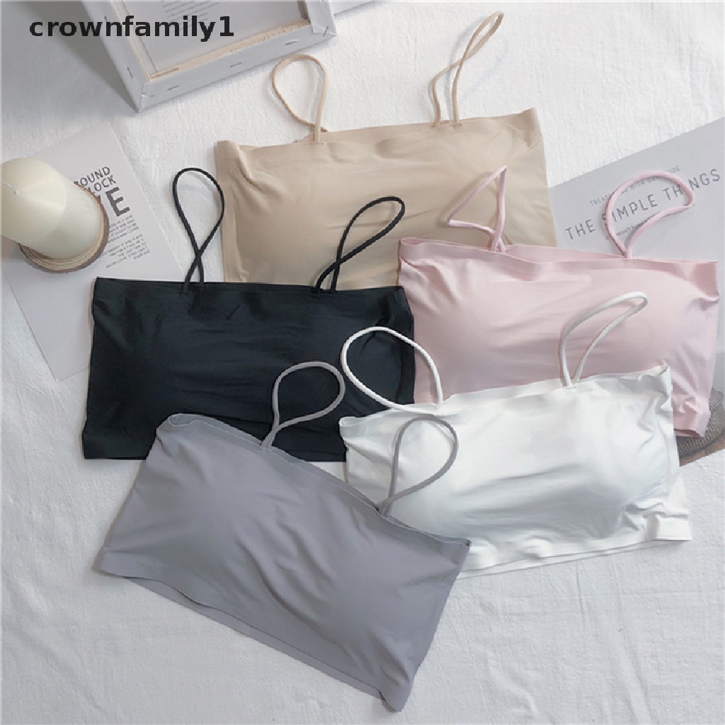 [crownfamily1] Áo Ngực Ống Bằng Lụa Lạnh Có Đệm Lót Có Thể Tháo Rời Không Đường May Cho Nữ