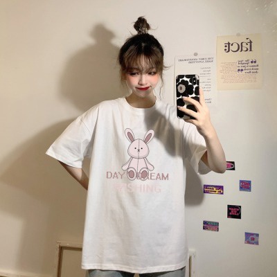 Áo thun ZHELIHANGFEI ngắn tay dáng rộng in họa tiết cá tính trẻ trung