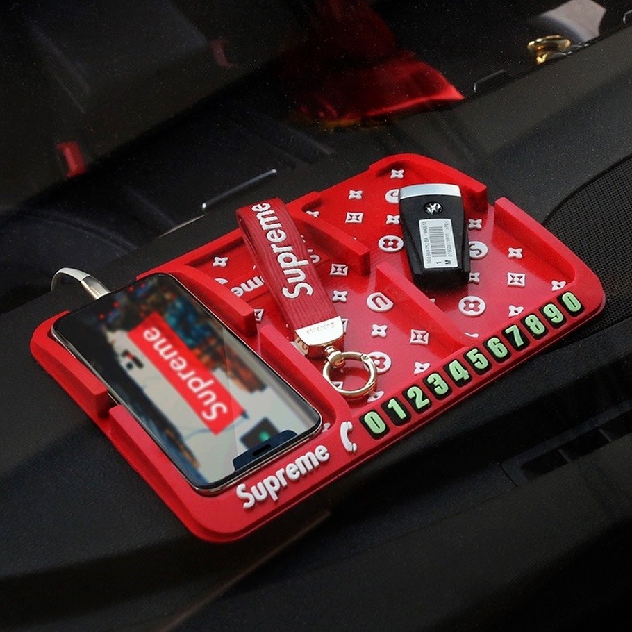 Thảm Silicon Chống Trượt Có Giá Đỡ Điện Thoại Bảng Số Xe Ô Tô