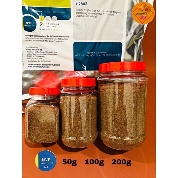 Cám Thái INVE  2/4, 3/5, 5/8  hàm lượng Đạm cao cho cá guppy ,betta