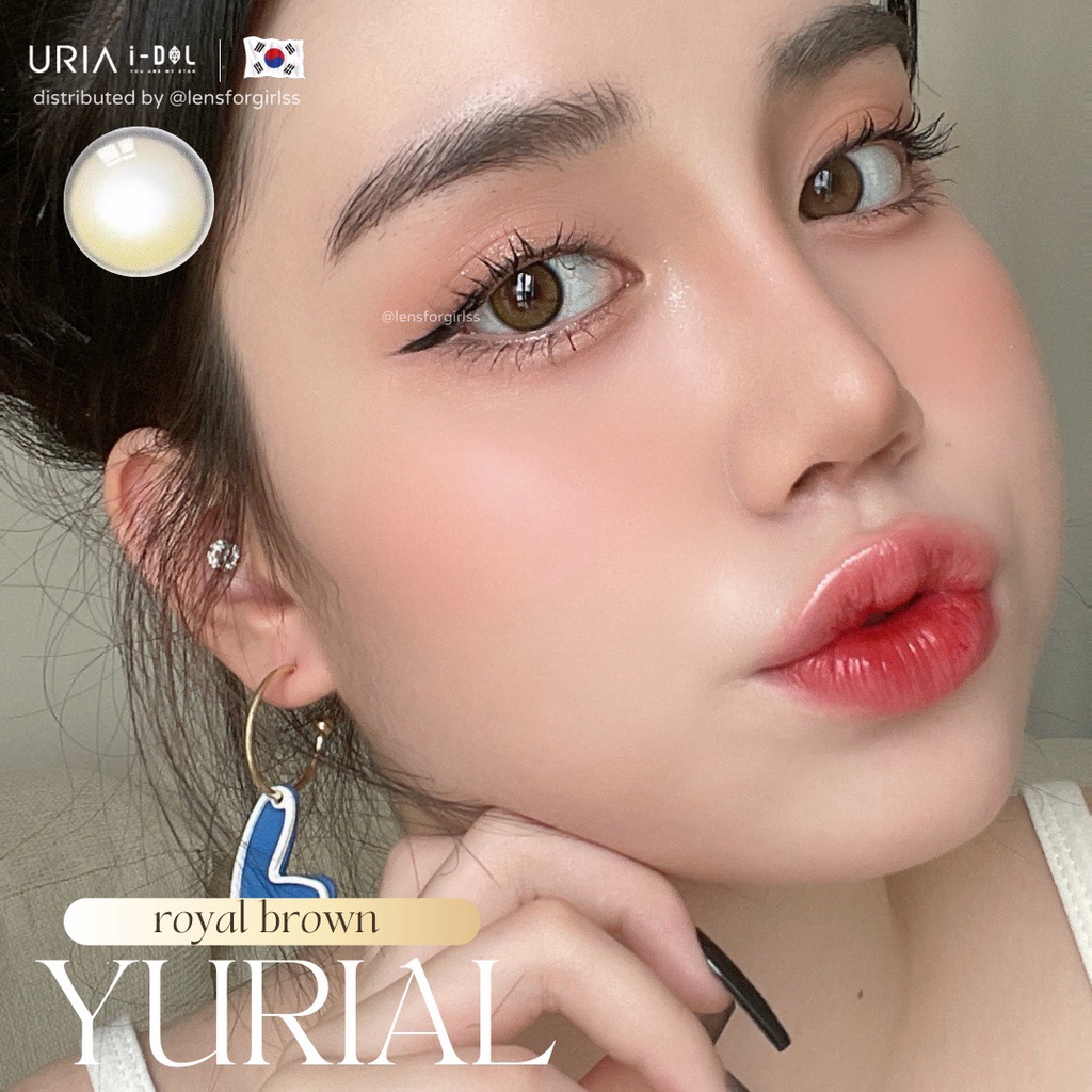 Kính áp tròng cao cấp hiệu ứng phủ bóng hot trend Yurial Royal Brown chính hãng IDOL LENS | HSD 8-12 tháng | Lens cận