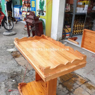 Bàn thờ treo tường gỗ xoan màu vàng ngang 80 cm gồm 1 bộ ke đế