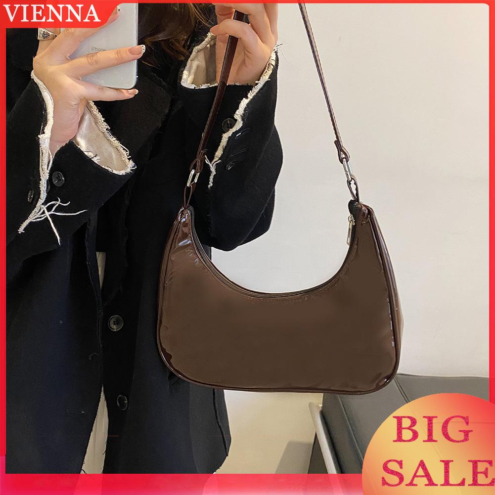 Túi xách da bóng màu trơn thiết kế đơn giản cho phái nữ