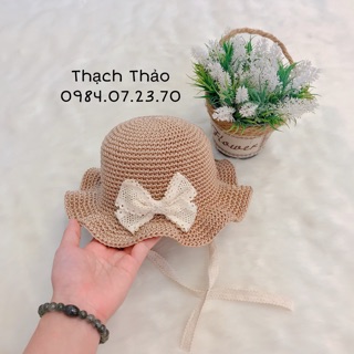 Mũ sợi thô vành sóng cho bé gái