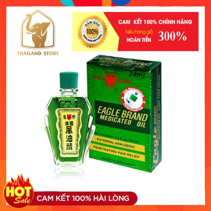 01 Dầu Gió Xanh Con Ó Eagle Brand 2 Nắp Mỹ 24ML (Singapore sx cho thị trường Mỹ)