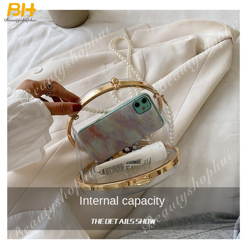 Túi Đeo Chéo Trong Suốt Đính Hạt Ngọc Trai Thời Trang 2022 Cho Nữ