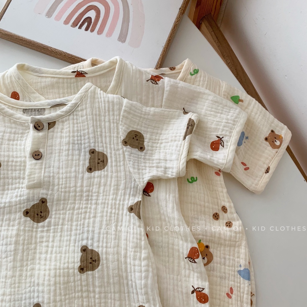 Romper muslin kèm mũ