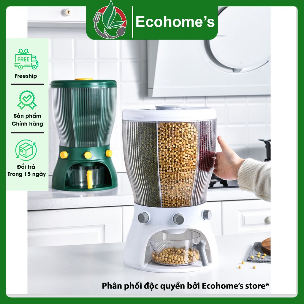 Thùng đựng gạo, ngũ cốc Ecohome's 4 ngăn thông minh xoay van 1