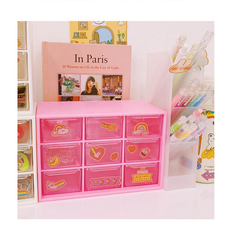 Hộp đựng trang sức, sticker 9 ngăn_Amy home_ Tủ đựng phụ kiện 9 ngăn