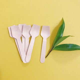 [FREE SHIP 50K] ECO WOODEN – Bộ 100 Thìa (Muỗng) gỗ 9.5cm dùng một lần | Thân Thiện Môi Trường