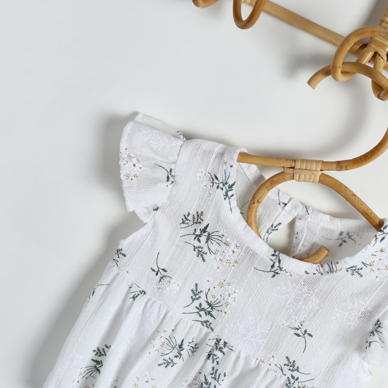 Bộ Áo Liền Quần Bằng Cotton Phối Ren Thời Trang Mùa Hè Cho Bé Gái