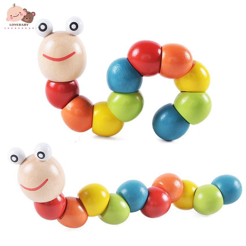 Đồ Chơi Sâu Bướm Vặn Bằng Gỗ Nhiều Màu Sắc Cho Bé