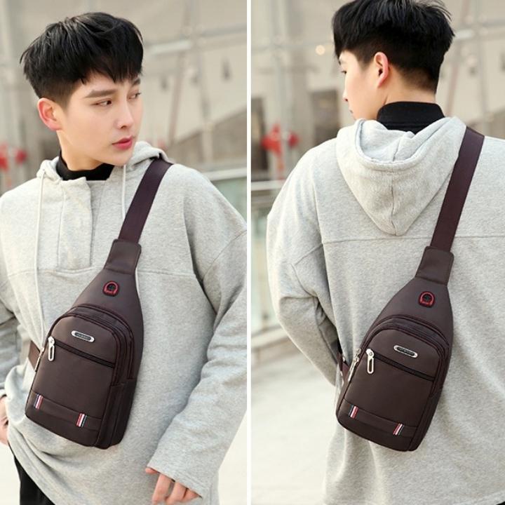 Túi Đeo Chéo Nam Vải Canvas 3 Ngăn Riêng Biệt Tiện Dụng + Tặng Kèm Thắt Lưng Da Nam Phong Cách TC78 + TL23